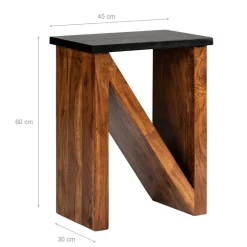Beistelltisch N-Form 45x30x60 cm Braun aus Akazienholz  WOMO-Design