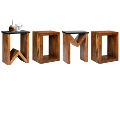Beistelltisch N-Form 45x30x60 cm Braun aus Akazienholz  WOMO-Design