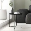 Beistelltisch rund Ø42x52 cm Schwarz aus Metall mit Tablett ML-Design