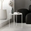 Beistelltisch rund Ø42x52 cm Weiß aus Metall mit Tablett ML-Design