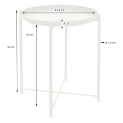Beistelltisch rund Ø42x52 cm Weiß aus Metall mit Tablett ML-Design