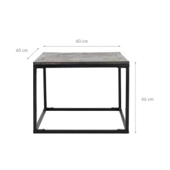 Beistelltisch 60x60 cm Grau, Unikat, handgefertigt aus Mangoholz WOMO-Design