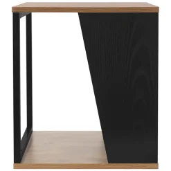 Beistelltisch 40x40 cm mit Zeitschriftenfach Eiche Optik Braun Schwarz mit Stahlgestell Wohnzimmertisch ML-Design