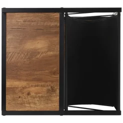 Beistelltisch 43x48 cm mit Zeitschriftenfach Eiche Optik Braun Schwarz mit Stahlgestell Wohnzimmertisch ML-Design