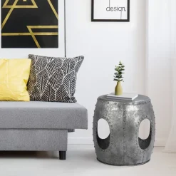 Beistelltisch Ø 38x43 cm Silber aus Metall WOMO-Design