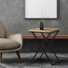 Beistelltisch 48x35x63 cm Schwarz aus Mangoholz und Metall  WOMO-Design
