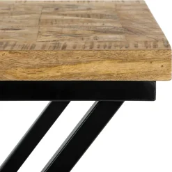 Beistelltisch 48x35x63 cm Schwarz aus Mangoholz und Metall WOMO-Design