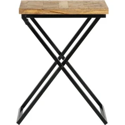 Beistelltisch 48x35x63 cm Schwarz aus Mangoholz und Metall WOMO-Design