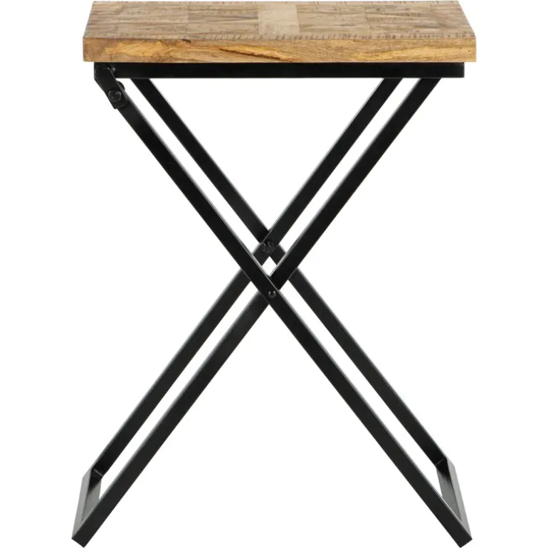 Beistelltisch 48x35x63 cm Schwarz aus Mangoholz und Metall WOMO-Design