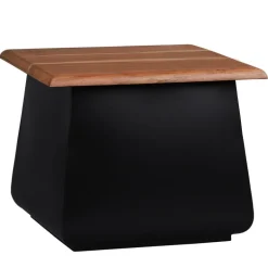 Beistelltisch 50x40x50 cm Schwarz/Natur aus Akazienholz und Metall WOMO-Design