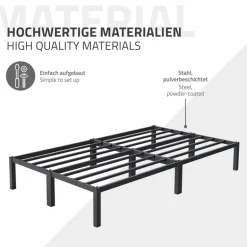 Bettgestell Doppelbett 120x200 cm aus Metall in Anthrazit mit Lattenrost ML-Design