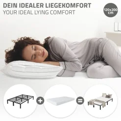 Bettgestell Doppelbett 120x200 cm aus Metall Schwarz mit Lattenrost ML-Design