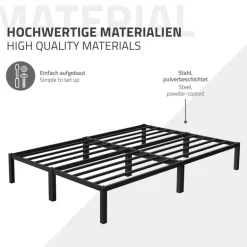 Bettgestell Doppelbett 140x200 cm aus Metall in Schwarz mit Lattenrost ML-Design