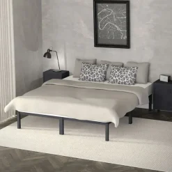 Bettgestell Doppelbett 160x200 cm aus Metall in Anthrazit mit Lattenrost ML-Design