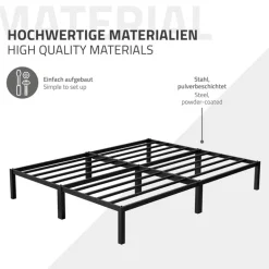 Bettgestell Doppelbett 160x200 cm aus Metall in Schwarz mit Lattenrost ML-Design