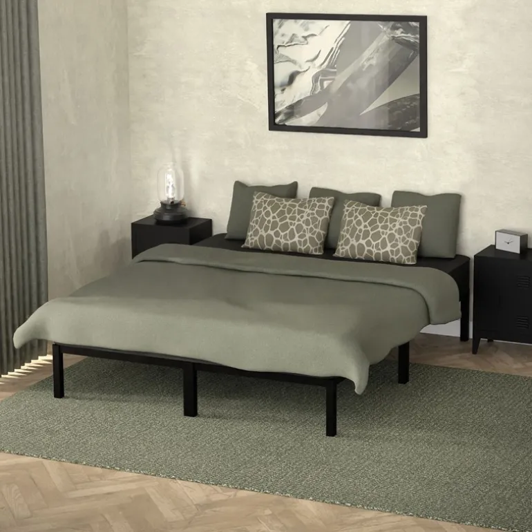 Bettgestell Doppelbett 160x200 cm aus Metall in Schwarz mit Lattenrost ML-Design