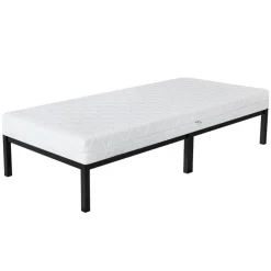 Bettgestell Einzelbett Metallbett 90x200 cm Schwarz inkl. Matratze H-16cm mit Lattenrost ML-Design