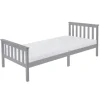 Bettgestell Einzelbett 90x200cm aus Kiefernholz in Hellgrau mit Lattenrost & Matratze H-16cm ML-Design