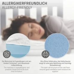 Bettgestell Einzelbett 90x200cm aus Kiefernholz in Hellgrau mit Lattenrost & Matratze H-16cm ML-Design