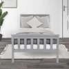 Bettgestell Einzelbett 90x200cm aus Kiefernholz in Hellgrau mit Lattenrost ML-Design
