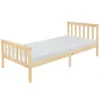 Bettgestell Einzelbett 90x200cm aus Kiefernholz in Natur mit Lattenrost & Matratze H-16cm ML-Design