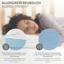 Bettgestell Einzelbett 90x200cm aus Kiefernholz in Natur mit Lattenrost & Matratze H-16cm ML-Design