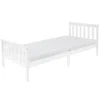 Bettgestell Einzelbett 90x200cm aus Kiefernholz in Weiß Lattenrost & Matratze H-16cm ML-Design