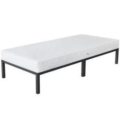 Bettgestell Einzelbett 90x200cm aus Metall in Anthrazit mit Lattenrost & Matratze H-16cm ML-Design