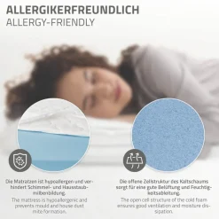 Bettgestell Einzelbett 90x200cm aus Metall in Anthrazit mit Lattenrost & Matratze H-16cm ML-Design