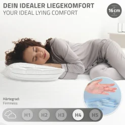 Bettgestell Einzelbett 90x200cm aus Metall in Anthrazit mit Lattenrost & Matratze H-16cm ML-Design