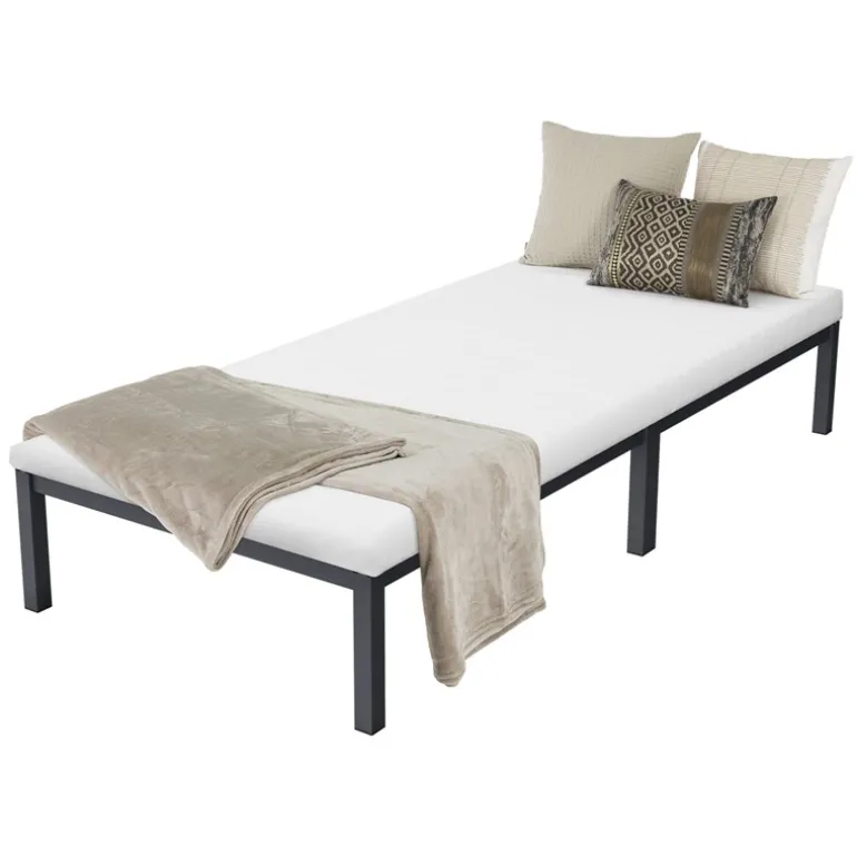 Bettgestell Einzelbett 90x200cm aus Metall in Anthrazit mit Lattenrost ML-Design