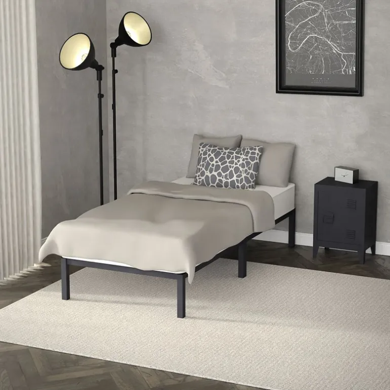 Bettgestell Einzelbett 90x200cm aus Metall in Anthrazit mit Lattenrost ML-Design