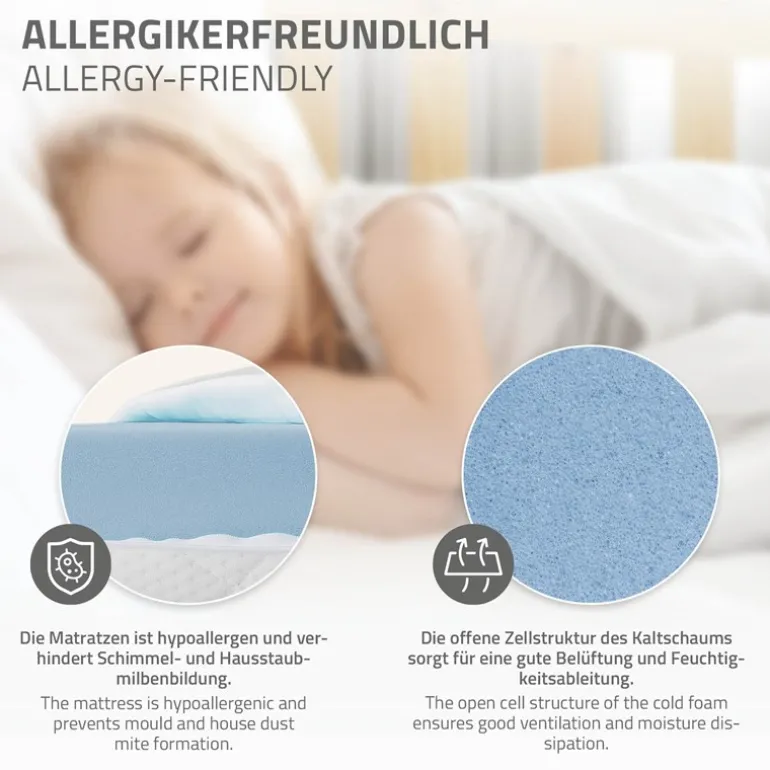 Bettgestell Einzelbett 90x200cm aus Metall in Schwarz mit Lattenrost & Matratze H-10cm ML-Design