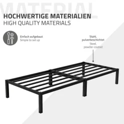 Bettgestell Einzelbett 90x200cm aus Metall in Schwarz mit Lattenrost ML-Design