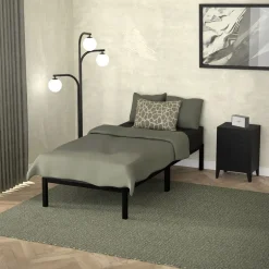 Bettgestell Einzelbett 90x200cm aus Metall in Schwarz mit Lattenrost ML-Design
