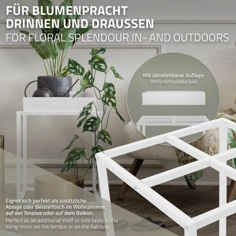 Blumenständer 35x35x46 cm Weiß aus Metall ML-Design