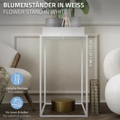 Blumenständer 45x45x80 cm Weiß aus Metall ML-Design