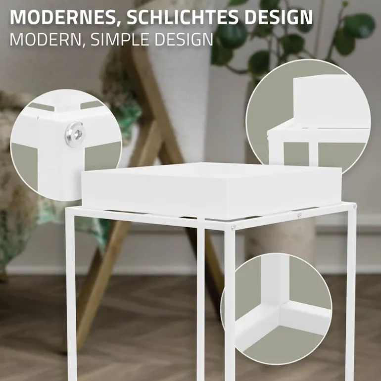 Blumenständer 45x45x80 cm Weiß aus Metall ML-Design