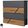 Briefkasten mit Zeitungsfach 37x36,5x11 cm Anthrazit/Holzoptik aus Stahl ML-Design