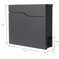 Briefkasten mit Zeitungsfach 37x11x37 cm Anthrazit aus Edelstahl ML-Design