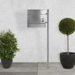 Briefkastenständer 120x40 cm Silber aus Edelstahl ML-Design