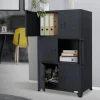 Büroschrank mit drei Ebenen Magnetverschluss 75x40x120 cm Anthrazit aus Stahl ML-Design