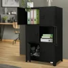 Büroschrank mit drei Ebenen Magnetverschluss 75x40x120 cm Schwarz aus Stahl ML-Design
