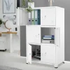 Büroschrank mit drei Ebenen Magnetverschluss 75x40x120 cm Weiß aus Stahl ML-Design