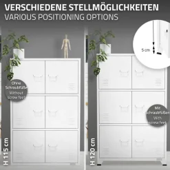 Büroschrank mit drei Ebenen Magnetverschluss 75x40x120 cm Weiß aus Stahl ML-Design