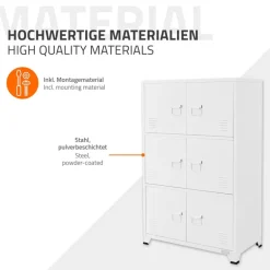 Büroschrank mit drei Ebenen Magnetverschluss 75x40x120 cm Weiß aus Stahl ML-Design