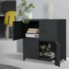 Büroschrank mit zwei Ebenen Magnetverschluss 75x40x80,5 cm Anthrazit aus Stahl ML-Design