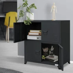 Büroschrank mit zwei Ebenen Magnetverschluss 75x40x80,5 cm Anthrazit aus Stahl ML-Design