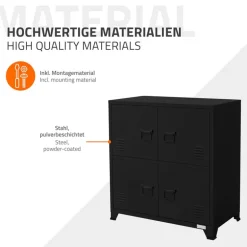 Büroschrank mit zwei Ebenen Magnetverschluss 75x40x80,5 cm Schwarz aus Stahl ML-Design