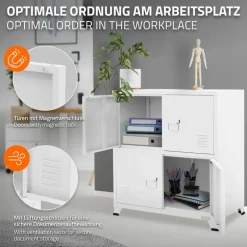Büroschrank mit zwei Ebenen Magnetverschluss 75x40x80,5 cm Weiß aus Stahl ML-Design
